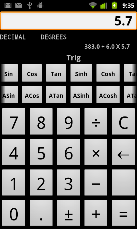 J-Calc Calculator app for Android screenshot